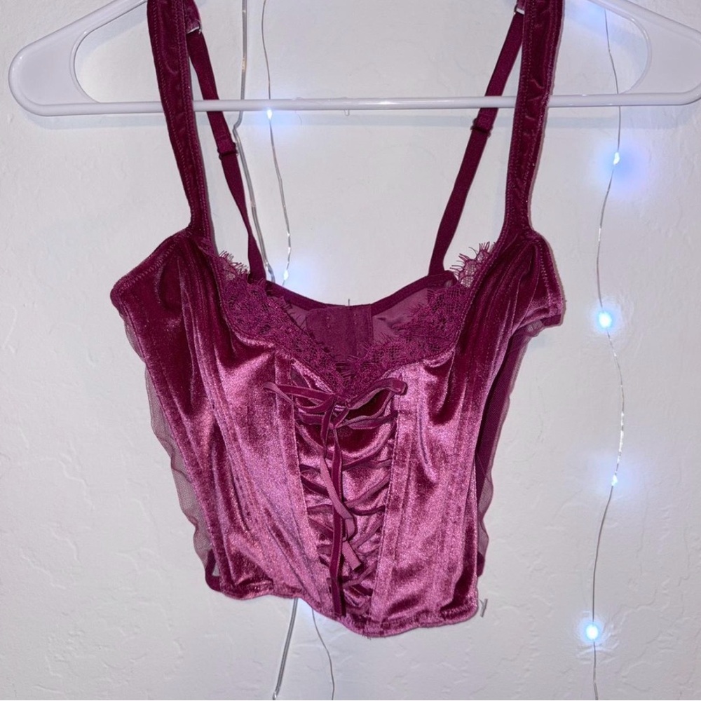 Victoria's Secret Burgundy Lace-Up Camisole